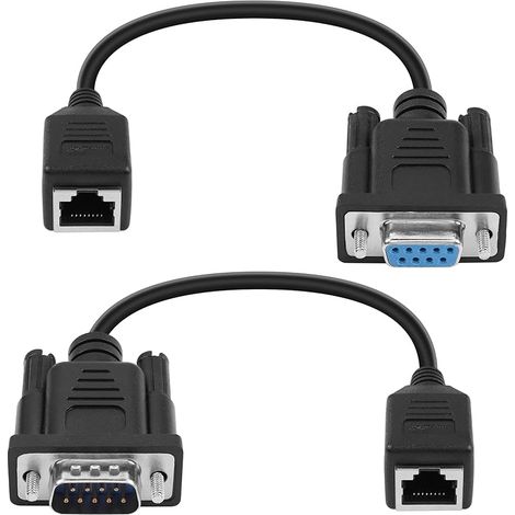Adaptateur série RS232 DB9 vers RJ45, DB9 9 Broches connecteur série Femelle & mâle vers RJ45 Femelle Cat5/6 câble prolongateur de Console LAN Ethernet, 1 Paire (1/5)