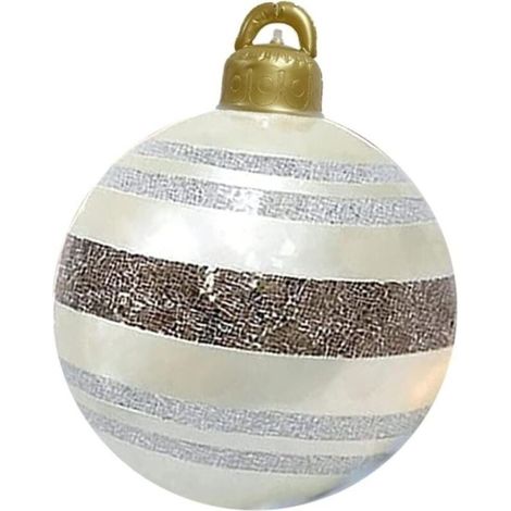 Autres décorations de Noël, boule de Noël gonflable en PVC de 60 cm, idéale pour décorer un jardin, une cour ou une porte d'entrée, argentée (1/5)