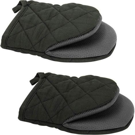 (Schwarz) 2er-Pack Neopren-Ofenhandschuhe, hitzebeständige, rutschfeste Ofenhandschuhe zum Kochen und Grillen (schwarz) (1/4)