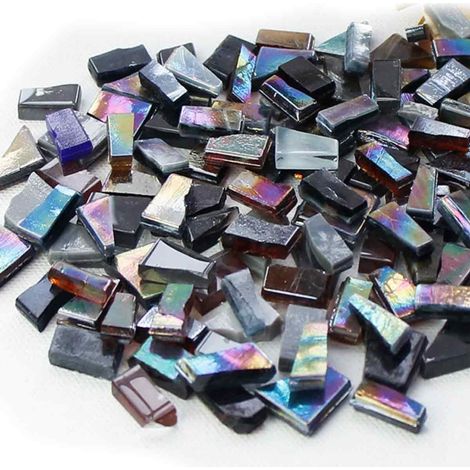 Sur un poids de 1 kg, fragments de mosaïque de forme irrégulière, pièces d'angle faites à la main, particules de verre de couleurs mélangées (1/5)
