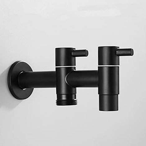 Grifo multifuncional negro para lavadora, grifo de baño mural de acero inoxidable, grifo para fregona, diseño de 6 puntos. (1/4)