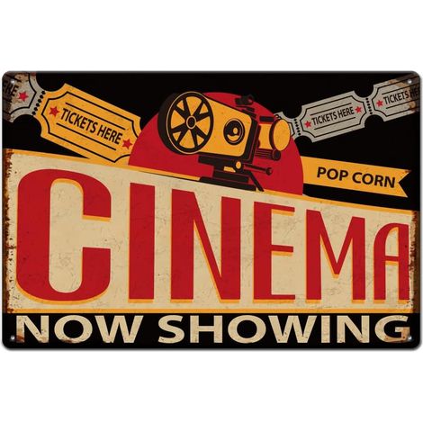Plaque Metal Vintage pour Cinéma Lecteur de Film Plaque Decorative Metal Rétro Cinéma en Cours de Diffusion Panneau D'Art Vintage Salon Salle de Jeux Bar Plaque Murale Decorative (1/5)