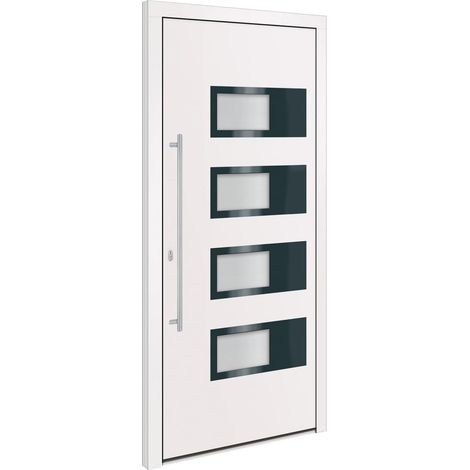 Porte d'entrée Blanc 100x210 cm Aluminium et PVC