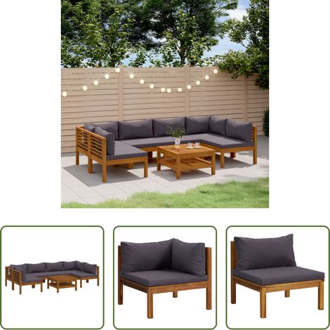vidaXL Akazienholz - 7-tlg. Garten-Lounge-Set mit Auflage Massivholz Akazie (1/5)