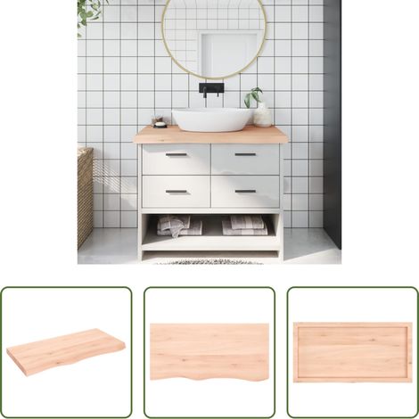 vidaXL Plan de travail en bois - Comptoir de salle de bain 100x50x(2-6)cm bois massif non traité (1/5)