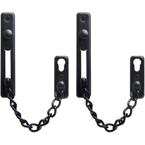 Boulon coulissant de chaîne d'acier inoxydable, chaîne de sécurité de porte de 2 pièces, serrure antivol de porte, serrure de chaîne de porte de placage avec des vis, pour des portes de jardin, des po (1/4)
