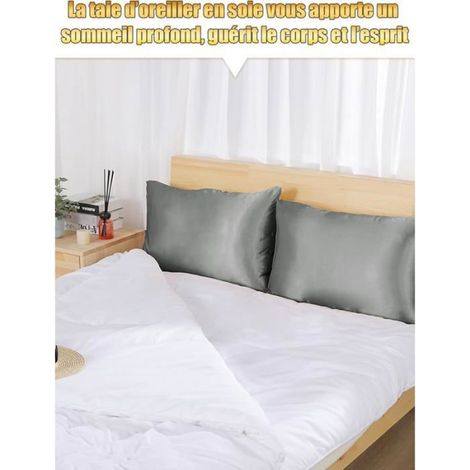 Taie D Oreiller - 65x65 Cm - En Soie Artificielle - Pour Oreillers Standards - 1 Unite (1/5)