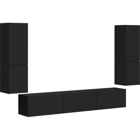TV-Schrankset Wandmontiert 4 pcs Schwarz Holzwerkstoff vidaXL