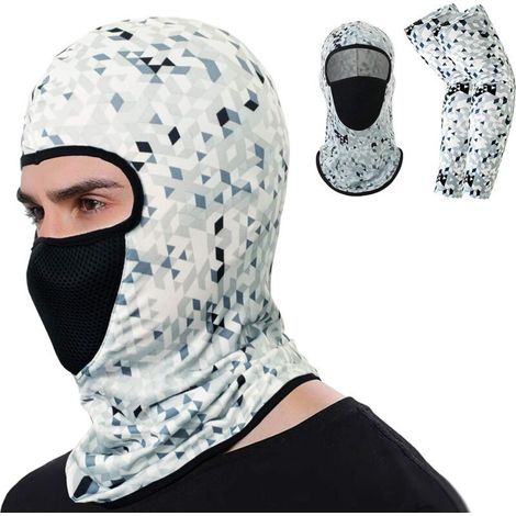 Masque facial d'équitation Balaclava - Cache-cou refroidissant protecteur UV avec manches de couverture de bras en soie glacée pour hommes/femmes (1/5)