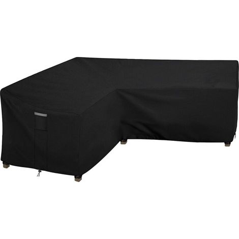 Housse Salon de Jardin en L Imperméable, Tissu Oxford 210D, Coupe-Vent, Anti-UV Housse de Protection Canapé Extérieur en Forme(215x215x87x80cm) - Noir