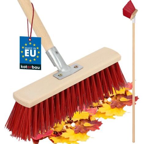 Balai Brosse - 33 cm - Balai Exterieur Terrasse - Brosse de Voirie - avec Manche - Bois - PVC - Poils Durs - de Jardin - Outil de Nettoyage-NANOTEH (1/5)
