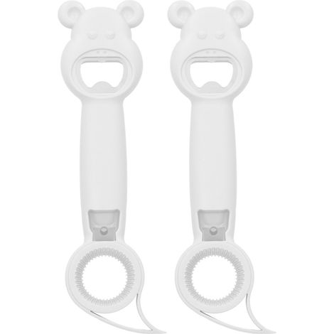 Ouvre-boîte 4 en 1 portable, ouvre-bouteille manuel universel - Lot de 2 pièces blanc (1/5)