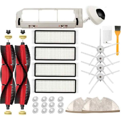 12 pièces Accessoires de balayeuse robot : brosse principale détachable, brosses latérales 5 branches, filtres, chiffons pour réservoir, filtres pour réservoir d'eau, roue universelle, couvercle de br (1/5)