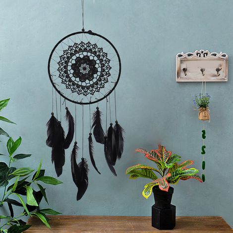 Décoration murale pour fête à la maison : attrape-rêves en dentelle, pendentif attrape-rêves en plumes, cadeau (1/5)