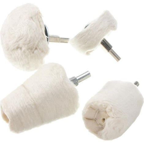 4pcs Accessoires De Polissage, Visseuse Sans Fil, Roue / Tampon / Cne De Polissage, Kit De Brosses Coniques, En Velours De Coton, Pour Perceuse (1/5)