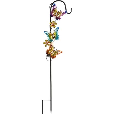 Lampe Solaire Jardin - Crochet Berger Papillon En Fer - Lumière Jaune Chaude - Extérieur Résistant Ip44 - 1 Pièce (1/5)