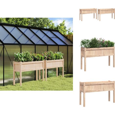Jardinières 2 pcs avec pieds bois de pin massif - Jardiniere Bois - Jardinerie - Decoration Exterieur - Pot Plante - Balcon (1/5)