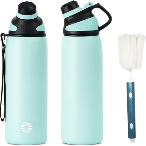 Trinkflasche Edelstahl BPAfrei Magnetdeckel 1L Grün 800 ml (1/5)