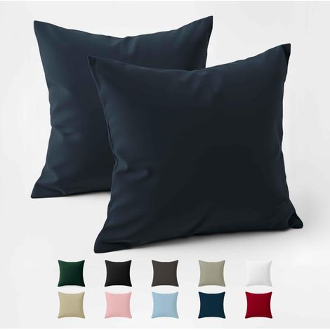Taie Oreiller 65x65 Coton Renforcé Set de 2 Bleu Foncé Tissage serré de 57 Fils/cm² Taie Oreiller 65 x 65 cm (1/5)