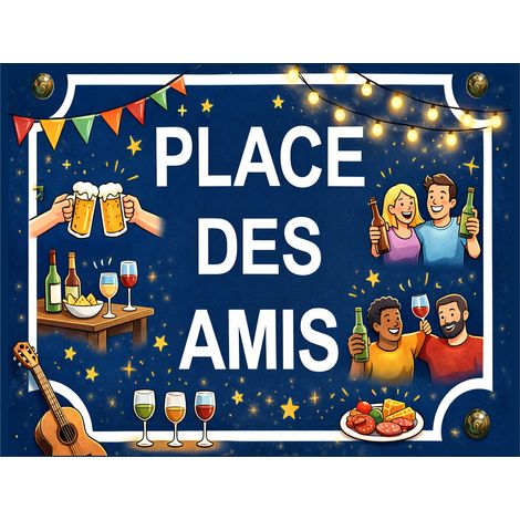 Plaque métal place des amis 20 × 15 cm (1/2)