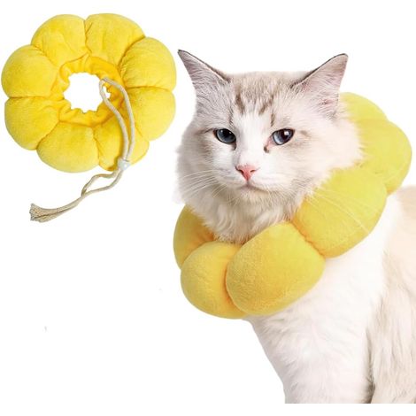 Collar de gato de algodón y gamuza transpirable, antilamidos, con diseño de girasol, suave y cálido para gatitos pequeños.