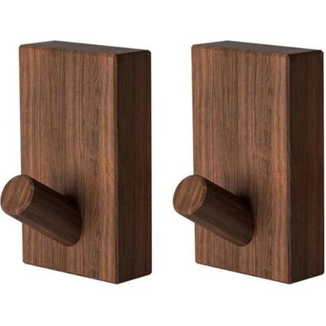 Wandhaken aus nordischem Walnuss- und Buchenholz für Mäntel, Garderobenkleidung, Röcke, Hüte, konische Haken, Hoteldekoration, Kleiderständer (Walnuss, 2 Stück) (1/5)