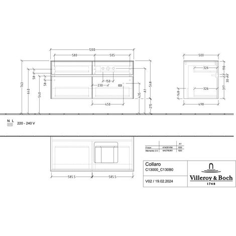 Villeroy & Boch C130B0AH WTUS Collaro C130B0 1200x548x500mm m.