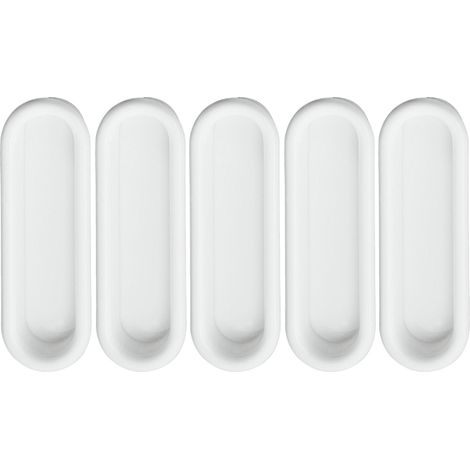 5x Poignée coquille à encastrer 78x26mm en plastique Meuble Cuvette Cuisine Porte coulissante Tiroir Placard, blanc (1/2)
