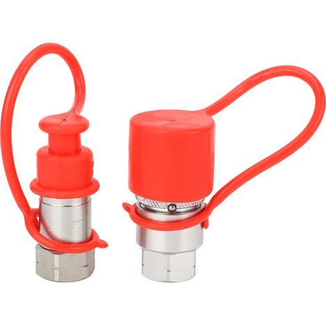 GARRYFIZH 2 Raccords rapides hydrauliques à face plane 1/4" NPT - Pour haute pression, excavateur, norme ISO16028, avec bouchons (1/5)
