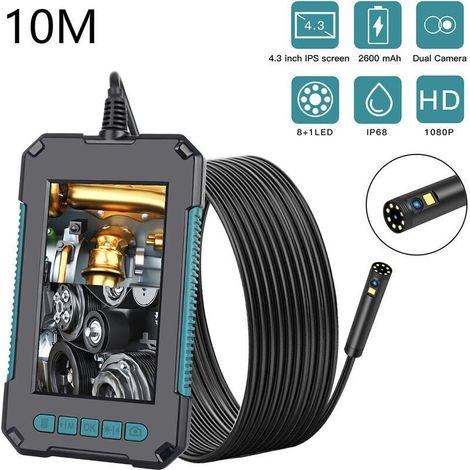 Endoscope HD 1080p avec écran 4,3" - Inspection automobile et canalisations - étanche IP68, LED réglables, batterie intégrée, câble rigide 10 m (1/5)