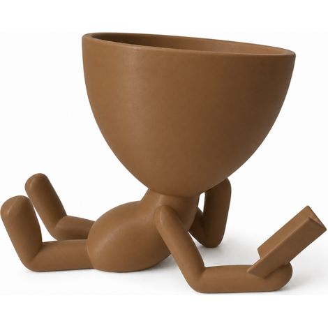 Vaso decorativo marrone per piante, letto sdraiato, elegante (1/3)