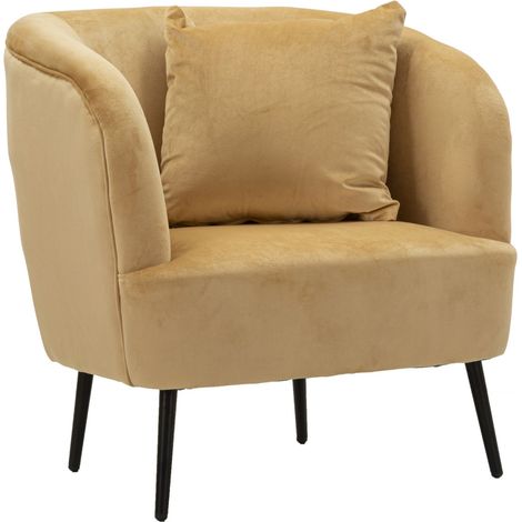 Fauteuil en métal noir et velours avec coussin cm 73x66x78 (1/5)