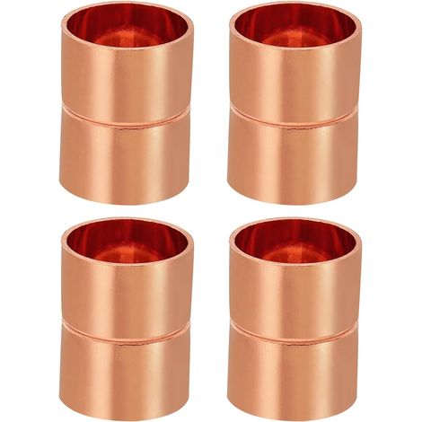 8pcs Manchons à Souder en Cuivre, 15mm Raccords de Couplage Tuyau, Raccord Tuyauterie Droit pour Raccordements Plomberie HVAC Climatisation Chauffage Réseaux, Épaisseur 1mm - 20mm (1/5)