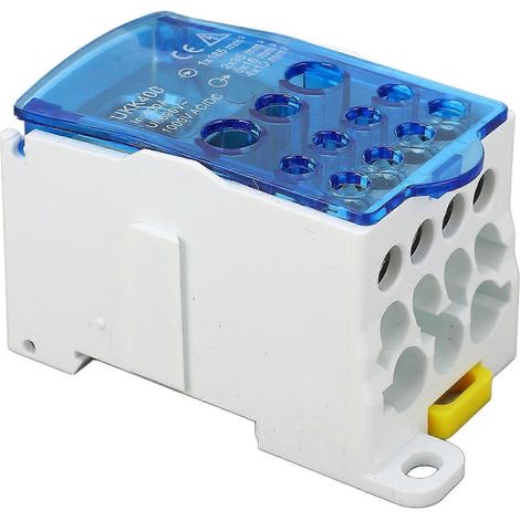 Boîte de jonction à bornier sur rail DIN pour distribution électrique universelle 690 V 400 A, bleue