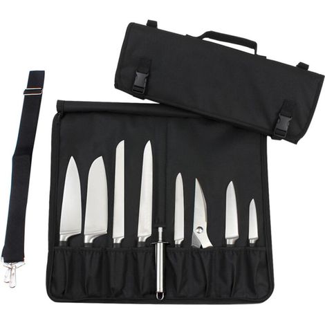 Knife case, chef's roll bag with durable shoulder strap and handle, portable meat cleaver case (1/5)