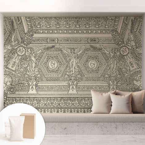 Papier peint intissé mural avec imprimé pour décoration pour salon pour chambre à coucher pour entrée Ornement classique 208x146 cm (1/5)