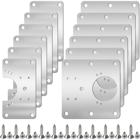 12 plaques de réparation de charnières avec vis en U et large carré pour charnières de fenêtres, portes et meubles, charnières de portes d'armoires et plaques de charnières