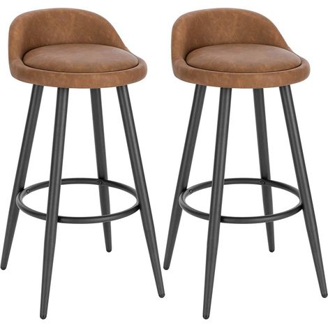 WOLTU Barhocker 2er Set Barstuhl Hocker Tresenhocker Bistrohocker Designer Hocker mit Lehne und Fußstütze braun (1/5)