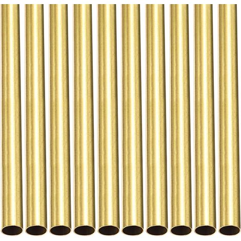 7 mm x 0.2 mm x 300 mm (ODxWall TxL) Brass Tube – 10 Pack – Good for Machinery Equipment DIY Decorative Frame – Round Metal Tube (1/5)