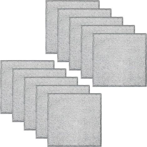 Lot de 10 torchons à vaisselle réutilisables en fil de fer, 25 cm, antiadhésifs et oléophobes, couleur argent (1/5)