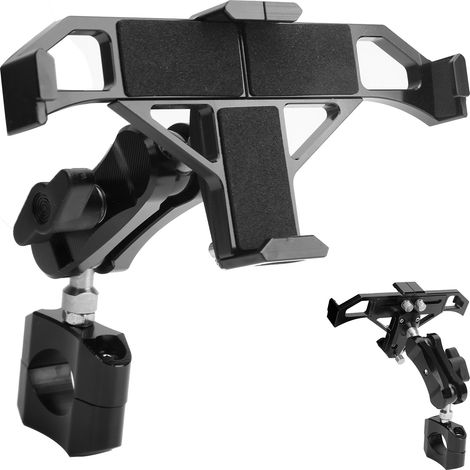 Support téléphone moto universel pour guidon 22mm, support rotatif 360°, étau réglable, fixation robuste pour smartphone, compatible scooter et moto. (1/5)
