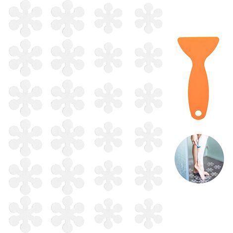24 Pièces Autocollants Antidérapants Fleur, Autocollants Antidérapants Transparente, Autocollants Antidérapants Ronds, pour SallesBain, Baignoires, Escaliers, Piscines (8cm, 12cm, avec Grattoir Blocs) (1/3)