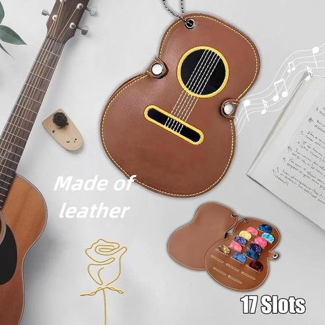 Boîte à médiators en forme de guitare - Boîte de rangement pour médiators et accessoires de guitare - Cadeau pour les passionnés de guitare (1/5)