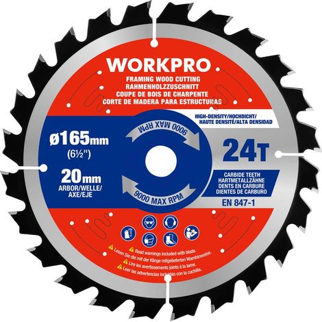 Lame de Scie Circulaire 165 mm 24 Dents ATB, Coupe Rapide pour Bois Massif, Bois Tendre, MDF et Contreplaqué (1/5)