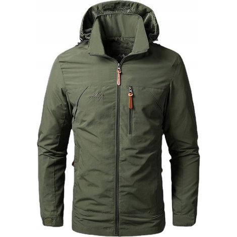 Giacca antipioggia da uomo, softshell, kaki, impermeabile, antivento, taglia 3XL