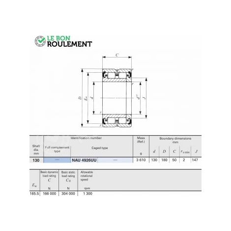 Roulement à rouleaux cylindriques NAU4926-UU-IKO