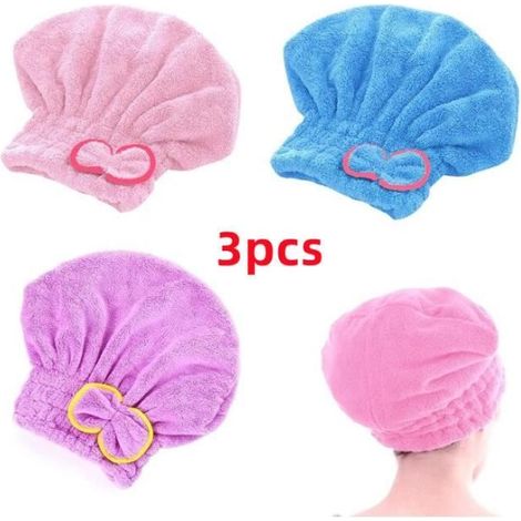 Serviette de séchage cheveux - Non spécifié - 3 pièces - Molleton - Lavable - Design contemporain (1/4)
