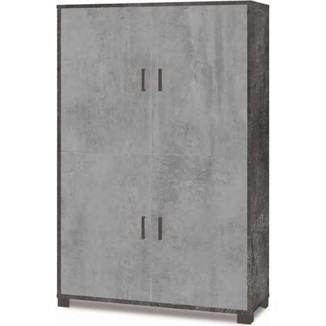 Mobile 4 Ante 108L x 41P x h161 – Finitura Nero Opaco e Finitura Cemento – Sarmog