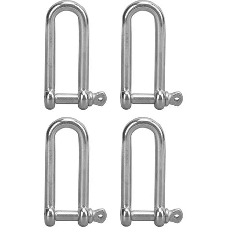 4 pièces U métallique rallongé en acier inoxydable, manille de levage pour câble, 6mm/0.2in (1/5)