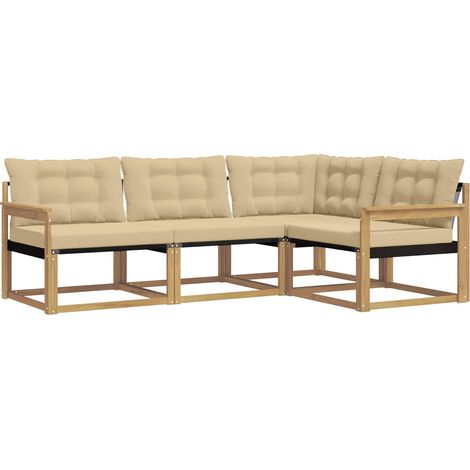 Outdoor-Sofagarnitur 4 Stk. Weiß und Beige vidaXL